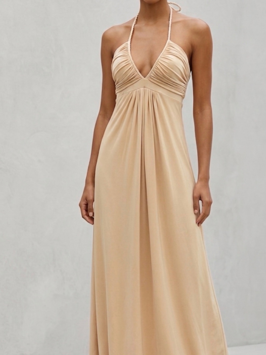 T-Bags Los Angeles Nwt Nude Blush Halter Maxi Dress Xs